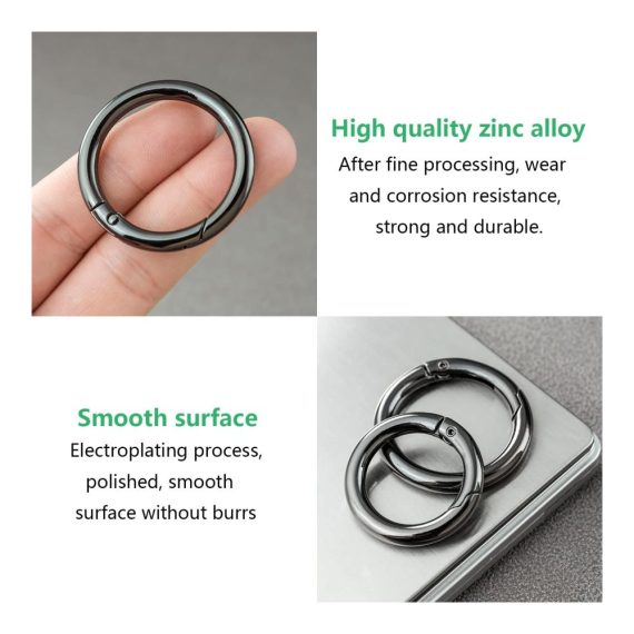 Schnellverschlusskarabiner 20 Stück - 30mm Runde Karabiner Schwarz aus Sehr Robuster Zinklegierung - Ideale Rund Karabiner für Schlüsselanhänger Tasche Schmuck DIY Handwerk - Karabiner Ring für vielseitigen Einsatz (30.00