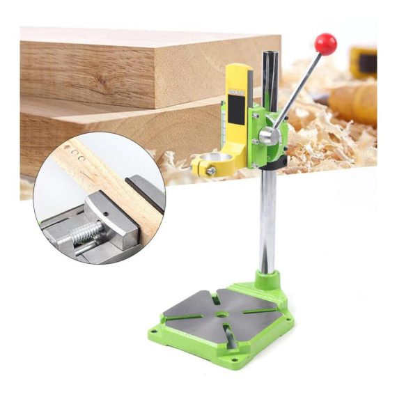 Tischbohrmaschine mit 49cm Bohrmaschinenständer und Schraubstock - Profi Bohrständer 90° drehbar verstellbar und stabil für verschiedene Modelle