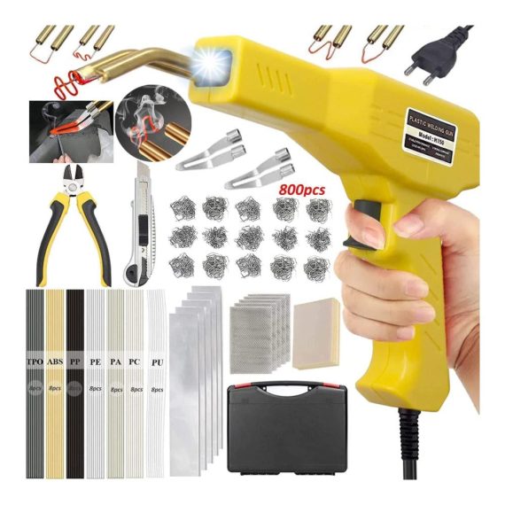 150W Kunststoff Schweißgerät 2-in-1 Set mit 800PCS Schweißnägeln & 56Stk Schweißstäben - Profi Auto Kunststoff Reparaturkit für Stoßstangen mit 7 Typen Schweißstäben