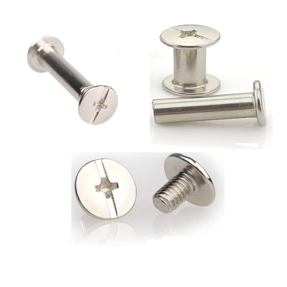 220 Stück Rändelschrauben & Chicago-Bindungssätze - Metall-Rundkopf Buchschrauben für Buchbinderei Lederdekoration & Gürtel - 7 Größen in Silber - Schraubnieten in praktischer Plastikbox