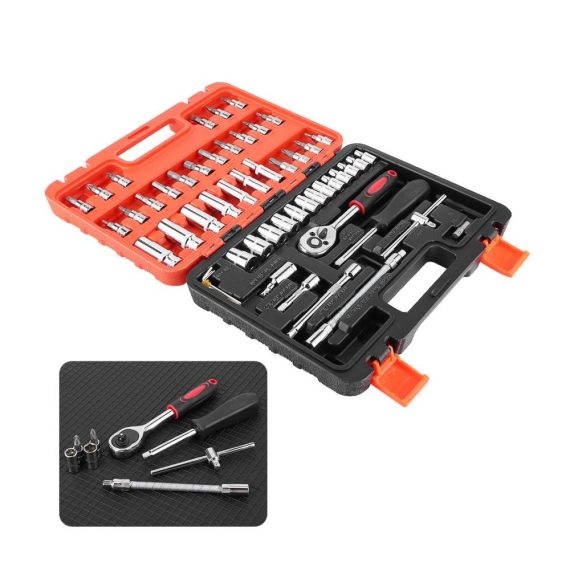 53-teiliges 1/4-Zoll Steckschlüssel-Set mit Ratschen-Drehmomentschlüssel Combo - CR-V Auto-Reparatur-Werkzeugsatz für Haushaltswartung Autoreparatur und mechanische Reparatur
