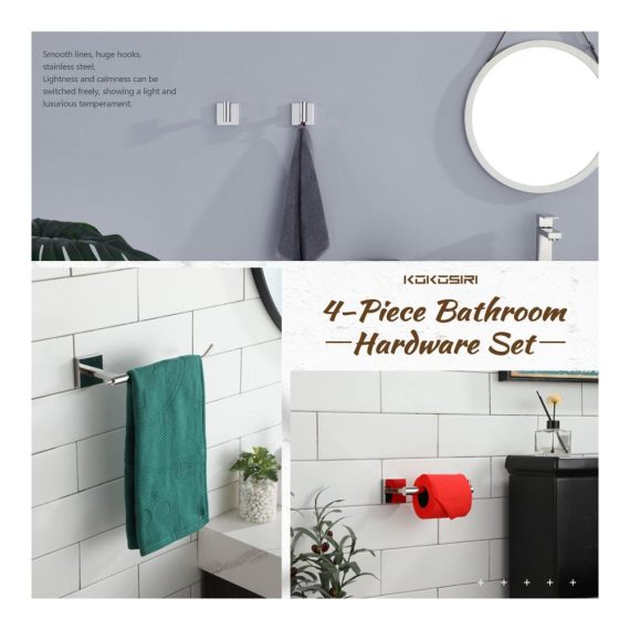 Badezimmer Zubehör Set Toilettenpapierhalter Handtuchhalter Bademantelhaken - Edelstahl Chrom poliert Wandmontage (B11S4-CH