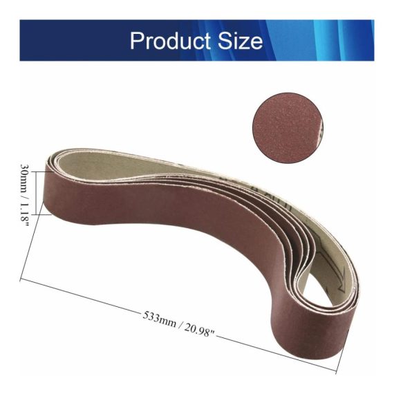 Schleifbänder 5er Set 533x30mm Aluminiumoxid Körnung 400/600/800/1000 – Bandschleifer Zubehör für präzises Schleifen in Elektrowerkzeugen