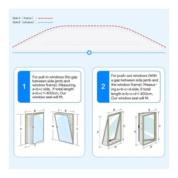 Fensterabdichtung 400cm für Mobile Klimageräte - Effektive Fensterdichtung für Klimaanlagen - Klimaanlage Fensterabdichtungssystem für optimale Raumkühlung
