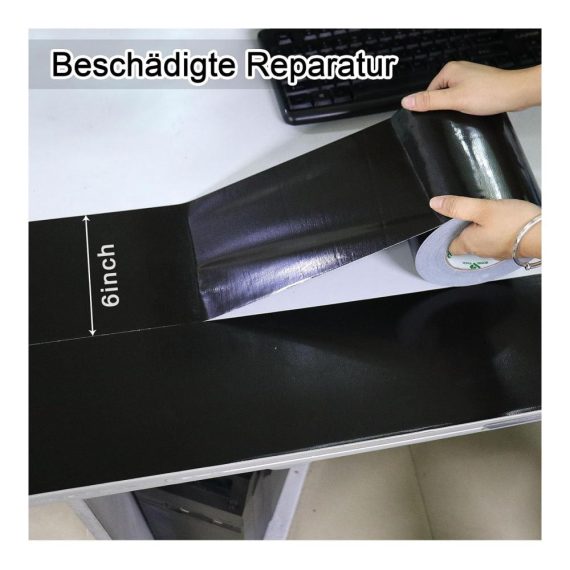 Panzertape BOMEI PACK – Extra starkes wasserdichtes Reparaturband (Schwarz 50 m x 150 mm) für Innen & Außen | Hochklebendes Klebeband mit starker Klebkraft