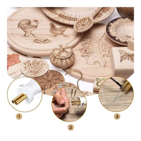 30-50W Brandmalmaschine - Professionelles Lötkolben Set mit 23 Pyrographie Spitzen aus Legierung für präzise Brandmalerei und kreative Projekte