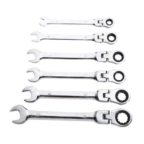 6-teiliger Ratschenschlüssel Satz | Ringmaulschlüssel mit flexibler Schraubtechnik | Umschaltbarer Zahnradschlüssel Set 8-17 mm | Aktivitäten-Zahnratschlüssel für vielseitige Anwendungen