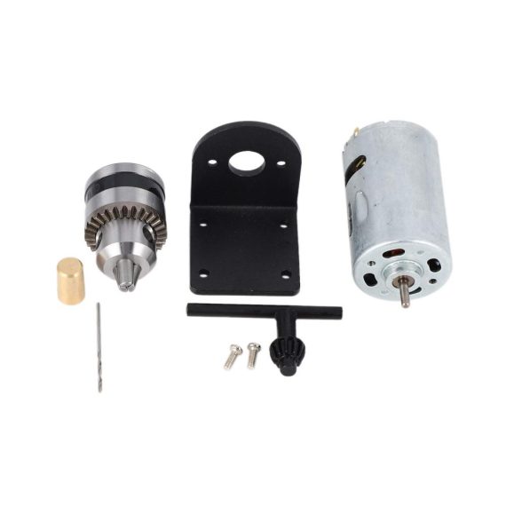 DC 12-36V Miniatur Handbohrfutter und Halterung mit Dreh-555 Motor - Kompaktes Bohrfutter-Set für präzise Arbeiten