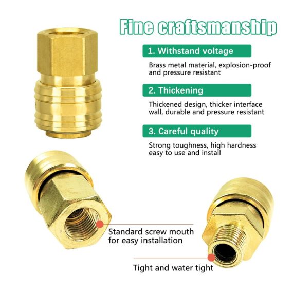 Druckluftkupplungen-Set 10 Schnellkupplungen 1/4 Zoll NPT & BSP Druckluft Anschluss- und Verbindungsstücke