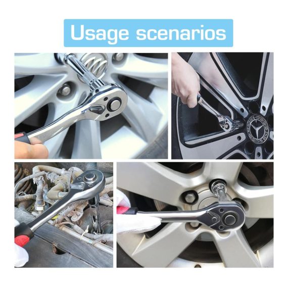 HWTONG 3-teiliges Ratschenschlüssel-Set mit 72-Zahn Umschaltknarren - 1/4 zoll 3/8 zoll und 1/2 zoll Antrieb Ergonomischer Griff für optimale Handhabung