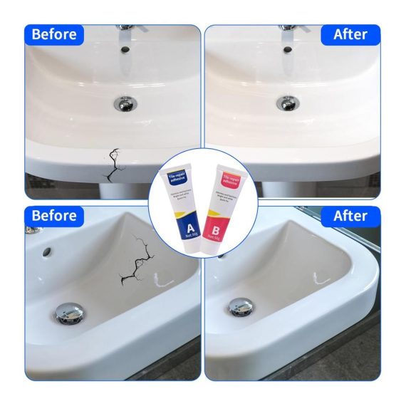 Wasserdichtes Fugenmörtel 200g Fliesenreparaturset - Emaille Reparatur Kit für Keramik Kratzer Löcher Risse - Auslaufsicher und perfekt zur Badewannenriss-Auffrischung