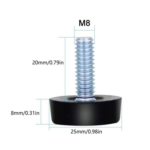 32 Stück Verstellbare Möbelfüße | M8 Gewinde | Nivellierfüße für Möbel Stühle und Tische | Schwarz | M8*25 mm