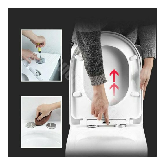 Duroplast WC-Sitz D-Form mit Absenkautomatik Quick-Release Antibakteriell - Hochwertiger Toilettendeckel für Stabilität und leichte Reinigung