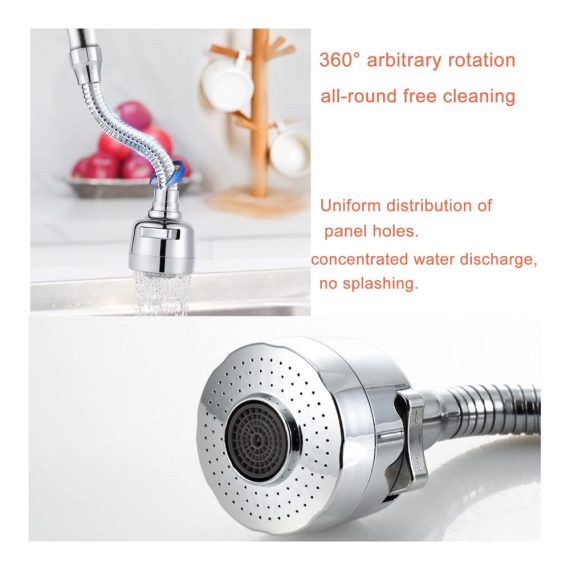 2er Set Flexibler Wasserhahn-Aufsatz mit 360° Drehung | Luftsprudler für Küchenarmaturen und Duschen | Wassersparender Strahlregler mit 2 Modi