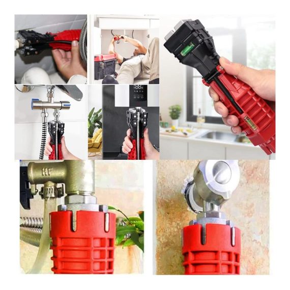 Multifunktionale Rohrzangen KEWAYO 18-in-1 Wasserhahn-Schlüssel für Waschbecken Badezimmer WC Armaturen und Küchen - Zusammenklappbarer Wasserschlauch-Schlüssel für vielseitige Anwendungen