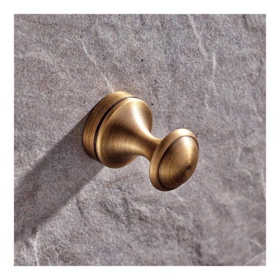 Antik Messing Wandhaken-Set Hochwertige Retro Bademantel- & Handtuchhaken im einfachen Design für stilvolle Badezimmer-Deko – 2 Stück