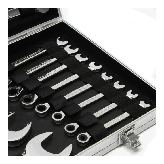 Ratschenschlüssel-Set RANZIX 22tlg Ringschlüssel & Maulschlüssel Knarrenschlüssel Gelenk 6-32mm Profi Ratschenschlüsselsatz