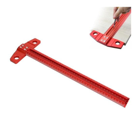 T-Type Reißnadel aus Aluminiumlegierung - 400mm Anreißwerkzeug mit Scriber Quadrat-Lineal und Markierungslehre für präzise Zimmermannsvermessung