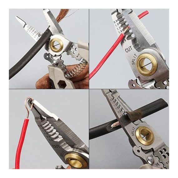 7-Inch Multi-Purpose Wire Stripper & Crimper Tool - Heavy Duty Electrical Stripping Cutting and Crimping - Professional 4-in-1 Gift Tool for Wires