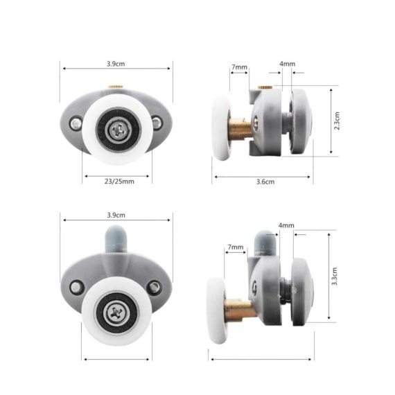 Duschtüren Oval ABS Nylon Einzel-Pop-Up-Riemenscheibe 23mm 25mm – Glastürrollen für Schiebekabine mit hochwertiger Hardware