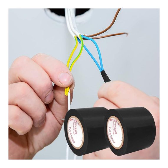 Isolierbänder ALBOYI - 2 Rollen Elektro-Isolierband 50 mm x 15 m Selbstklebendes PVC Klebeband Wasserdicht Schwarz - Ideal zum Isolieren Reparieren Bündeln von Kabeln - Schwer Entflammbar für sichere Anwendungen
