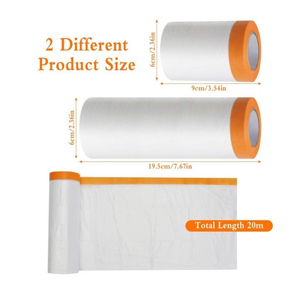 Malerkrepp 5er Set – Selbstklebende Abdeckfolie (55cm x 150cm) inklusive Gewebeklebeband – Transparentes PET Masker Tape für Staubschutz und UV-Beständigkeit