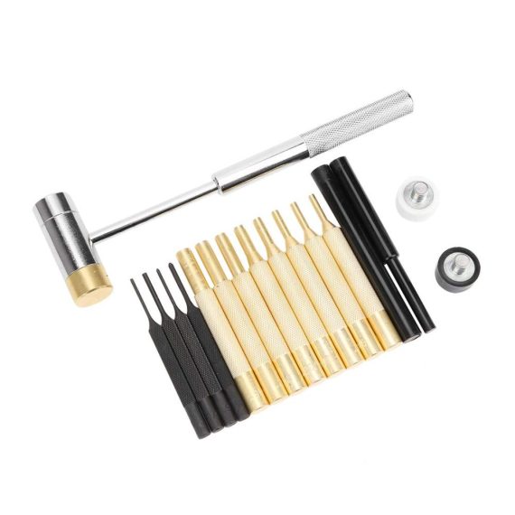 17-teiliges Splintentreiber Punch Set aus Messing und Edelstahl mit Doppelkopfhammer – Hochwertiges Wartungswerkzeug für Fixierung und Präzisionsarbeiten
