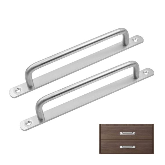 Edelstahl Türknöpfe Set – 2 Stück Push-Pull Türgriffe für Küche Badezimmer Schrank Garage Schuppen Scheune – Metallplatten inklusive (16 x 19 cm
