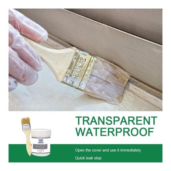 Transparente Wasserdichtbeschichtung 300g - Effektive Dichtmasse für Badezimmer Toilette Fliesen Wände & Dach - Wasserdichte Isolierversiegelung mit Bürste - Unsichtbarer Schutz für langanhaltende Ergebnisse