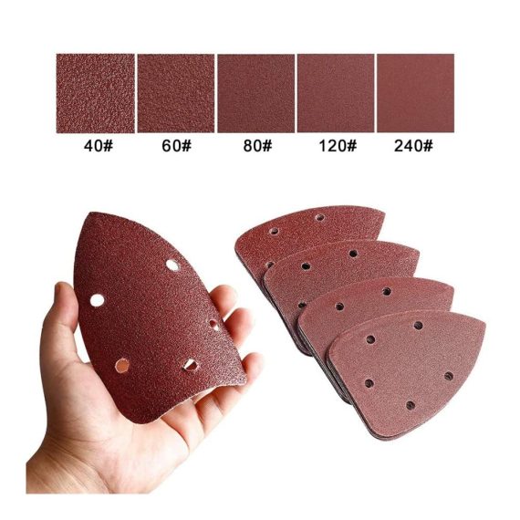 Dreieckschleifer Schleifpapier Set - 50 Klett-Schleifblätter 90x140 mm 5-Loch 10x Körnung 40/60/80/120/240 für Black und Decker Schleifmaus Dreieckschleifer