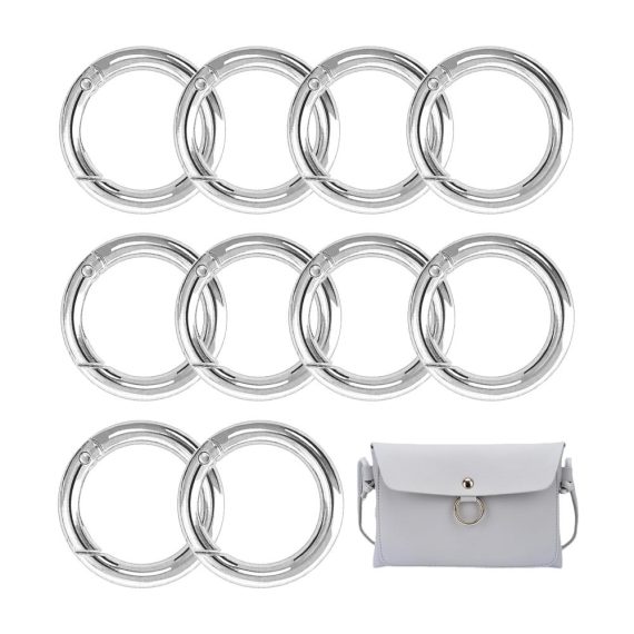 Schnellverschlusskarabiner-Set 10 Robuste 45mm Runde Karabinerhaken aus Zinklegierung für Schlüsselanhänger Taschen Schmuck und DIY Handwerk