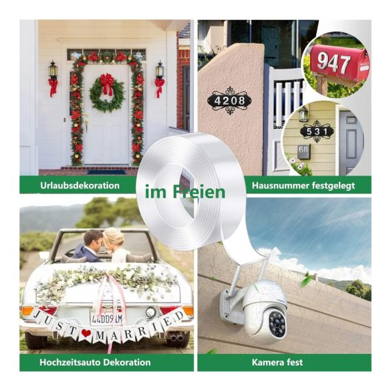 Doppelseitige Klebebänder Nano Transparent 5m - Extra Starkes Doppelklebeband 5cm x 0.2cm für Foto Wand Küche Zuhause Auto - Indoor und Outdoor Klebeband
