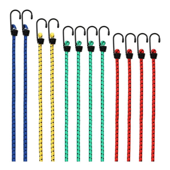 12er Set Gummiseile Robuste Transport- und Gepäckspanner 30-95cm - Gummispanner für sicheres Befestigen und Spannen