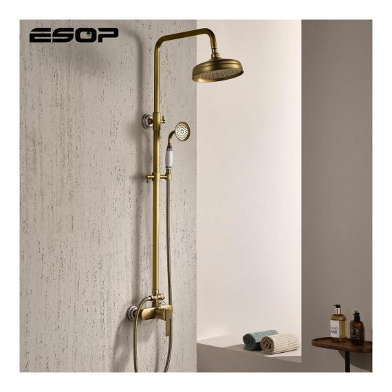 Antike Messing Regendusche & Handbrause Duschsystem - Wandmontage 20cm Drehkopf verstellbare Duschstange