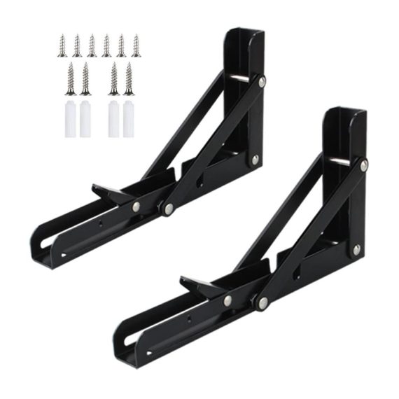 2 Stück Klappbare Regalträger & -stützen für Wandmontage | Platzsparende Klapphalterungen für Büro- und Klapptische (200 mm) – Robuste Klappwinkel für effiziente Regalhalterung