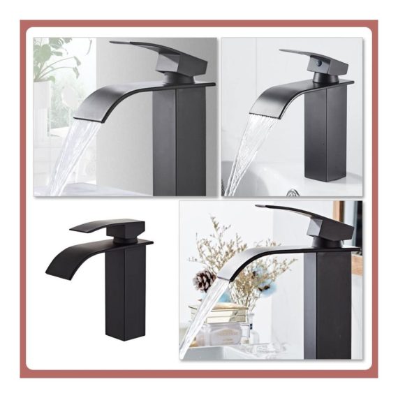 2St Ersatzfilter für Spülbeckenunterbau - Schwarzer Wasserhahn für Badezimmer und Küche mit quadratischem Design mattes Finish - Ideal für Haushaltswäsche