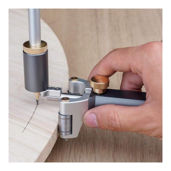 Multifunktions-Reißnadel für Holzbearbeitung Präzise Anreißlineal mit Linearbogen Doppelzweck-Parallellinien Radmarkierungslehre und DIY-Messwerkzeug