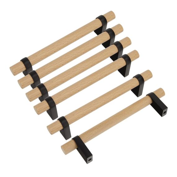 6er Set Luluxing Holzgriffe - Verstellbare DIY Schrankgriffe für Küchenschränke und Schubladen mit Doppelloch-Abstand - Moderne Hardware für individuelles Design