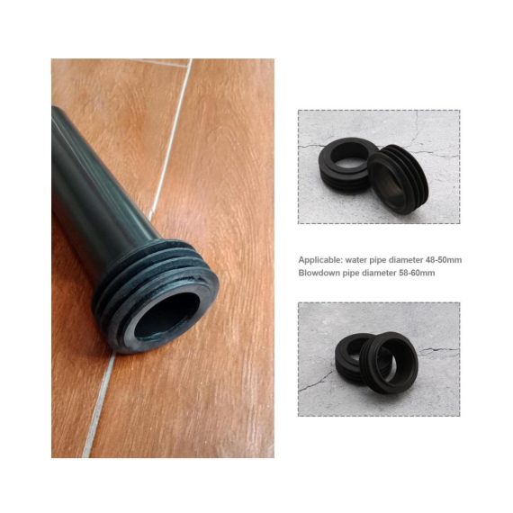 2er Set Hochwertige Gummimanschetten für Spülkästen - Dichtungen für 48-50mm Spülrohr & 58-60mm Abflussrohr inkl. Toiletteneinlass Spülventil & Rohr - Toilettenzubehör für optimale Funktion