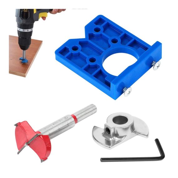 4-teiliges Set Präzisions-Forstnerbohrer für verdeckte Scharniere und Bohrvorrichtung | 35 mm Holzbohrer für Möbel Türen & Schränke