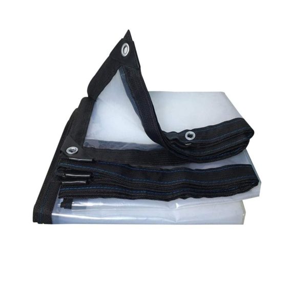 Abdeckplane 4x1.5m - Wasserdichte Schwarze Plastikfolie 012mm mit Ösen Verstärkter Schutz Durchsichtige Mitte 50cm Lochabstand - Ideal für Planen und Umhüllungen