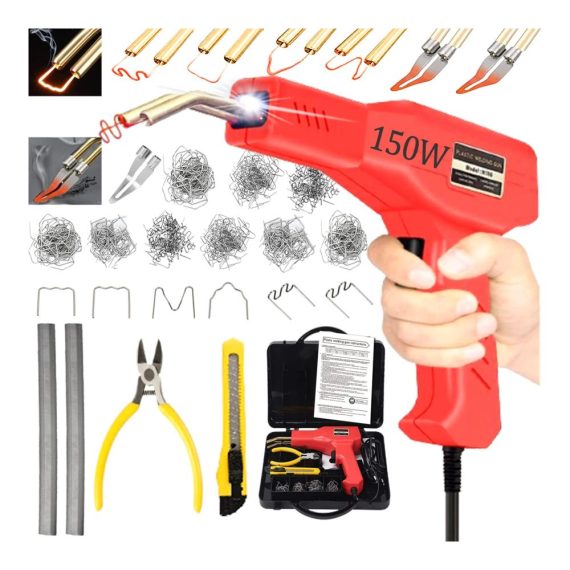 150W Kunststoff Schweißgerät Set für Auto Stoßstange Reparatur - Inklusive 800PCS Schweißnägel 2-in-1 Schweißmaschine mit Flachstäben Zangen und Messe