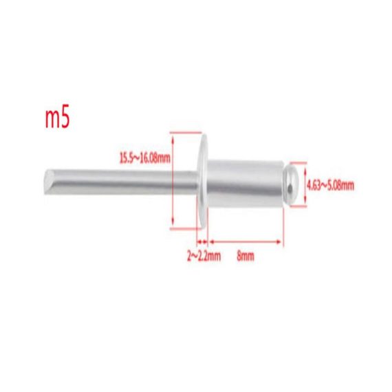 Aluminium Blindnieten-Set Schwarze Popnieten 32/4/5 mm großer Flansch selbststeckende Hohlblindnieten mit großem Kappenblatt - Weiß M4 (30 Stück) 8 mm