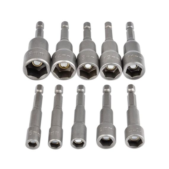 10-teiliges TIMESETL Bit-Treiberaufsatz-Set | Magnetischer Bitsatz für 1/4-Zoll Sechskant | Sechskant-Steckschlüsseladapter für 6-15mm | Präzises Stecknussadapter-Werkzeug