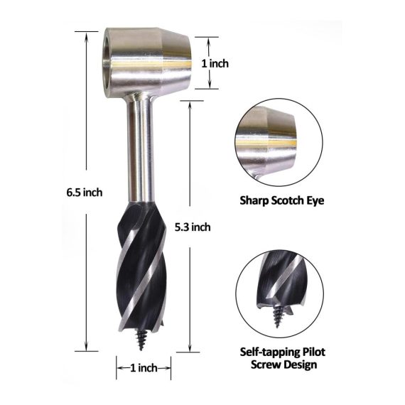 Bushcraft Handbohrer Survival Tool mit Scotch Eye-Schneckenbohrer - Manueller Bohrerschlüssel für Outdoor-Camping und Bushcrafting inklusive Schutzhülle und Haken