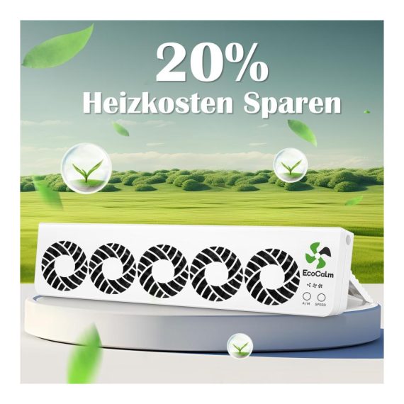 Heizkörper Ventilator 2.0 mit 5 verbesserten Lüftern - Intelligenter Heizkörperverstärker zur Steigerung der Heizungseffizienz und Energieeinsparung (Mono Set