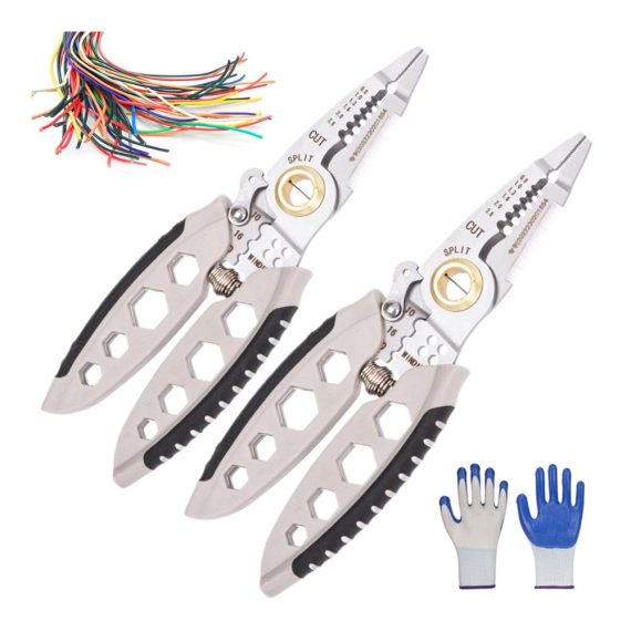 7 Inch Abisolierzangen Set (2 Stück) - Multipurpose Wire Stripper und Crimping Tool für Elektriker mit Hex Holes und Sicherheitsverriegelung
