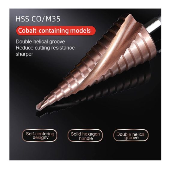 HSS Stufenbohrer 6-24 mm mit 13 Stufen – Kegelbohrer für DIY in Holz Metall Edelstahl – Konusbohrer & Lochbohrer für präzises Schneiden – Metallbohrer ideal für Aluminium Kupfer – Schälbohrer Schneidwerkzeug