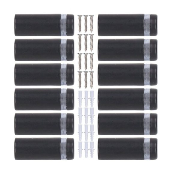 Edelstahl Dübelbohrer-Set 12 Mattschwarz Wandmontierte Abstandsnägel für Glas- und Acryl-Bilderrahmen