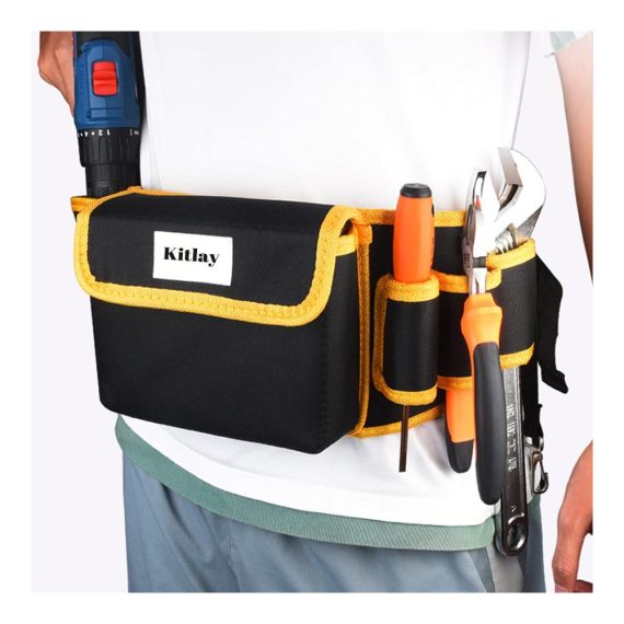 Werkzeuggürtel mit verstellbarem Gürtel - Professionelle Werkzeugtasche mit 5 Taschen für DIY Elektriker Zimmerleute Schreiner und Bauherren